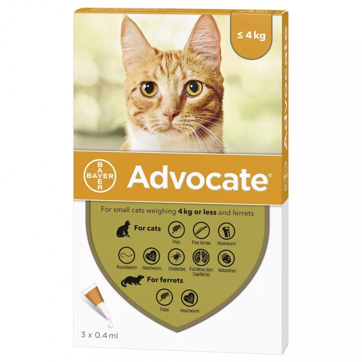 Advocate Gatos hasta 4 kg 3 pipetas x 0.4 ml