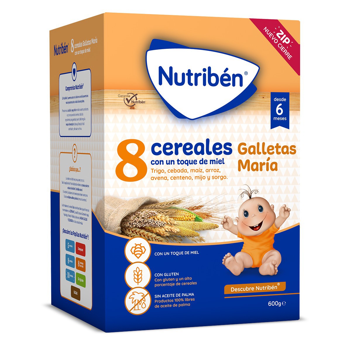 NUTRIBEN 8 CEREALES Y MIEL GALLETAS MARIA 600 GR