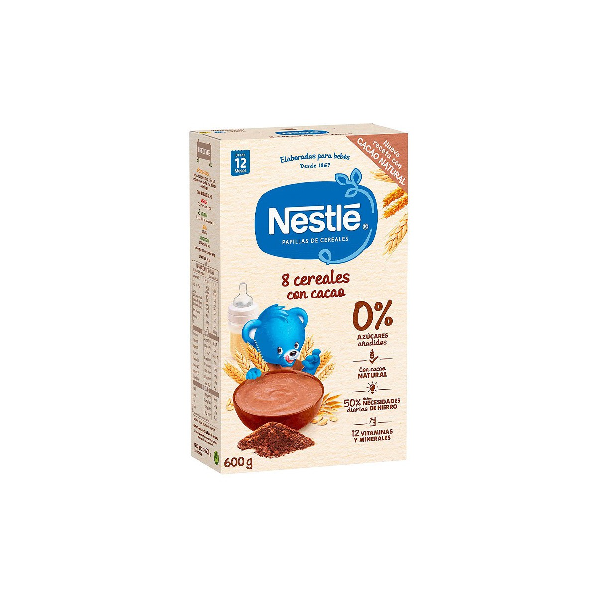 Nestle Papilla 8 Cereales con Cacao 600 gr