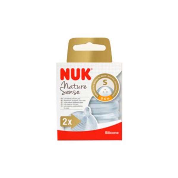 NUK Nature Sense - Tetinas de silicona con orificio de alimentación  pequeño, 2 unidades (0-6 meses)