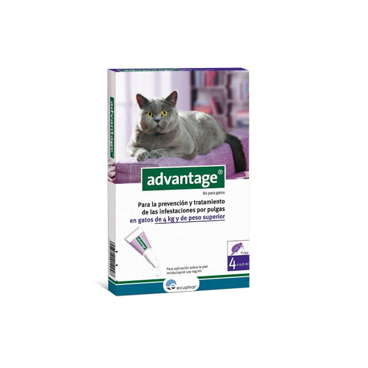 Advantage 80 mg Solución Spot-On Gatos 4 Pipetas x 0,8 ml