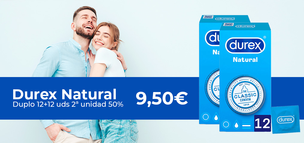Durex Natural. Duplo 12+12 und. segunda unidad 50%. 9,50 euros
